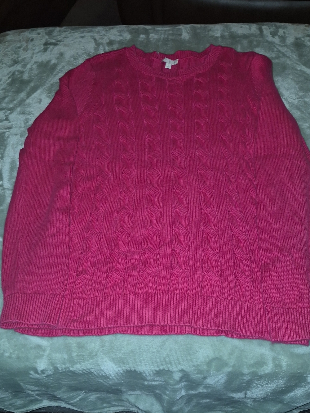 Talbots Cable Knit Crewneck Sweater - Hot Pink Ptp 20"
